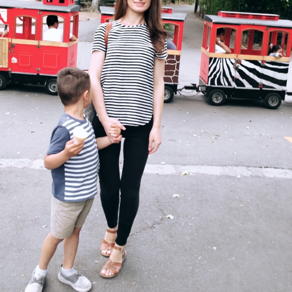 Black and white striped top